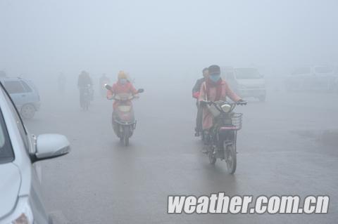 5日，临汾遭遇不足50米的大雾。（摄影/刘建宏）