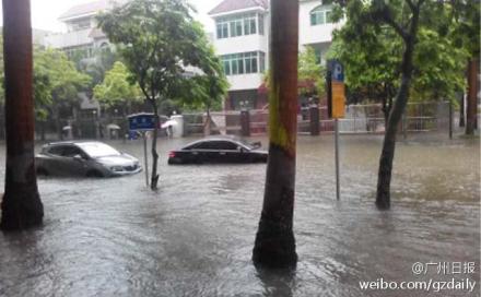 湛江暴雨水浸街 多车被淹
