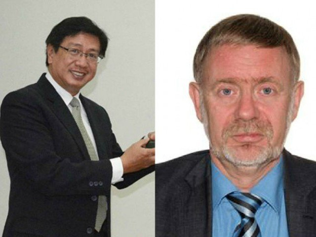 左为菲律宾驻巴基斯坦大使，右为挪威驻巴基斯坦大使。