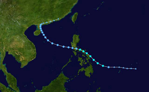 2008年台风“海高斯”路径图。