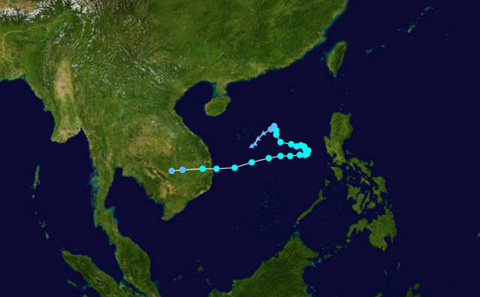 2012年臺(tái)風(fēng)“格美”路徑圖。