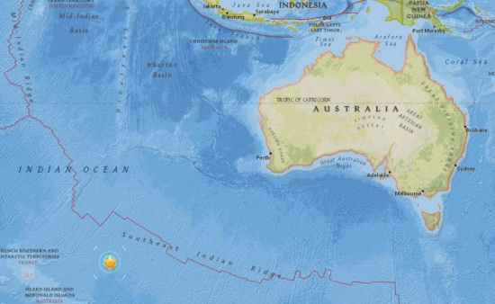 印度洋南部海域發(fā)生7.1級強(qiáng)震 震源深度10公里