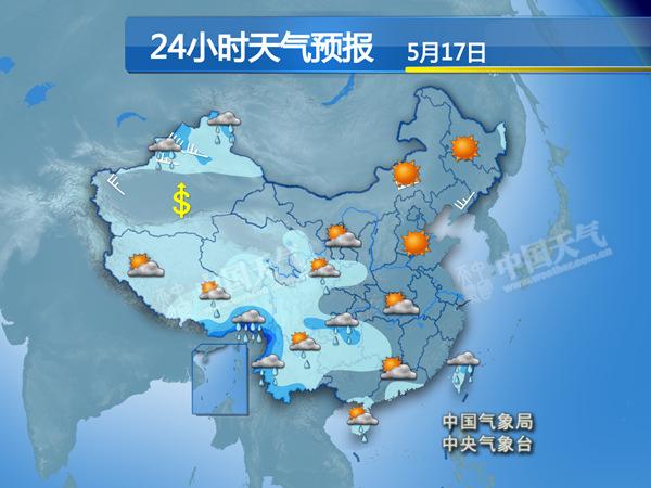 今天，我國(guó)降水集中在新疆北部和西南等地。