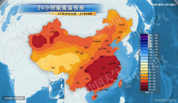 今天，江南江淮等地高温天气持续。