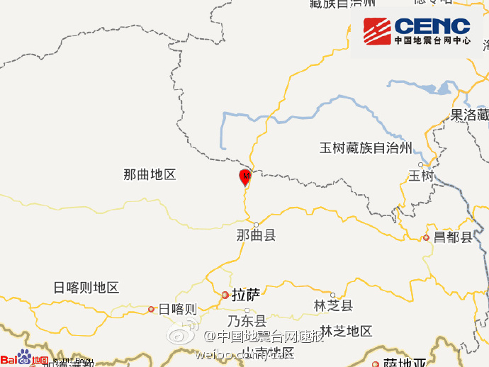 西藏那曲地区安多县发生3.4级地震